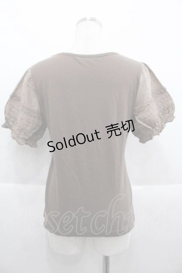 画像2: 【SALE】PINK HOUSE / 袖綿レース半袖トップス L ブラウン I-25-09-13-050-LO-TO-HD-ZT452 (2)
