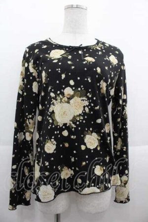 画像: PINK HOUSE / 薔薇総柄長袖Tシャツ L ブラック I-25-09-13-053-LO-TS-HD-ZI