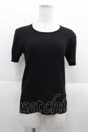 画像: INGEBORG / ロゴ刺繍半袖ニットトップス M ブラック I-25-09-13-058-LO-TO-HD-ZI