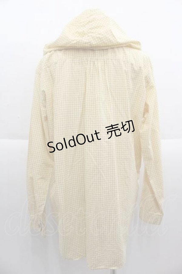 画像2: 【SALE】PINK HOUSE / ギンガムチェックフード付きフリルブラウス L イエロー I-25-09-13-062-LO-BL-HD-ZT191 (2)