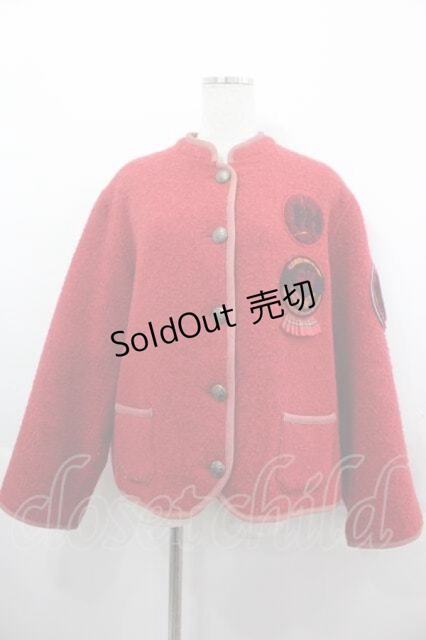 画像1: PINK HOUSE / 丸ワッペン付きマオカラージャケット  レッド I-25-09-13-067-LO-JA-HD-ZI (1)