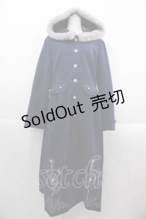 画像: axes femme / 天体刺繍フード付コート  ネイビー I-25-09-13-069-AX-CO-HD-ZI
