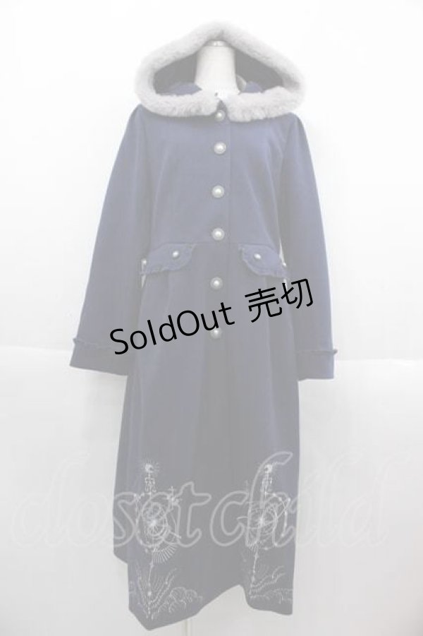 画像1: axes femme / 天体刺繍フード付コート  ネイビー I-25-09-13-069-AX-CO-HD-ZI (1)