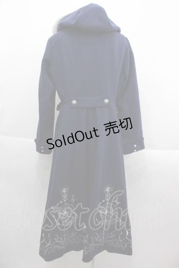 画像2: axes femme / 天体刺繍フード付コート  ネイビー I-25-09-13-069-AX-CO-HD-ZI (2)