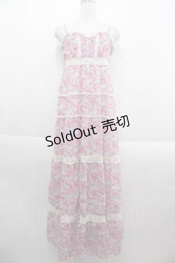 画像1: 【SALE】LIZ LISA / フラワー総柄キャミロングワンピース  ピンクＸ青Ｘ白 I-25-09-13-085-LO-OP-HD-ZT057 (1)