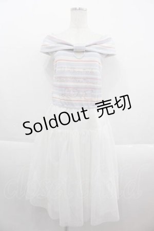 画像: 【SALE】LIZ LISA / ボーダー切り替えチュールノースリーブワンピース  サックスＸ白 I-25-09-13-089-LO-OP-HD-ZT071