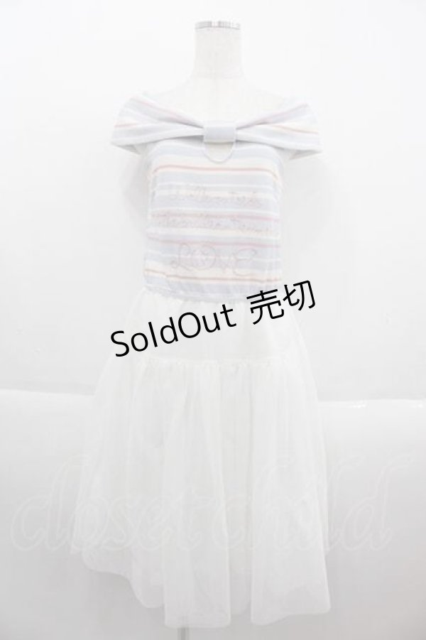 画像1: 【SALE】LIZ LISA / ボーダー切り替えチュールノースリーブワンピース  サックスＸ白 I-25-09-13-089-LO-OP-HD-ZT071 (1)