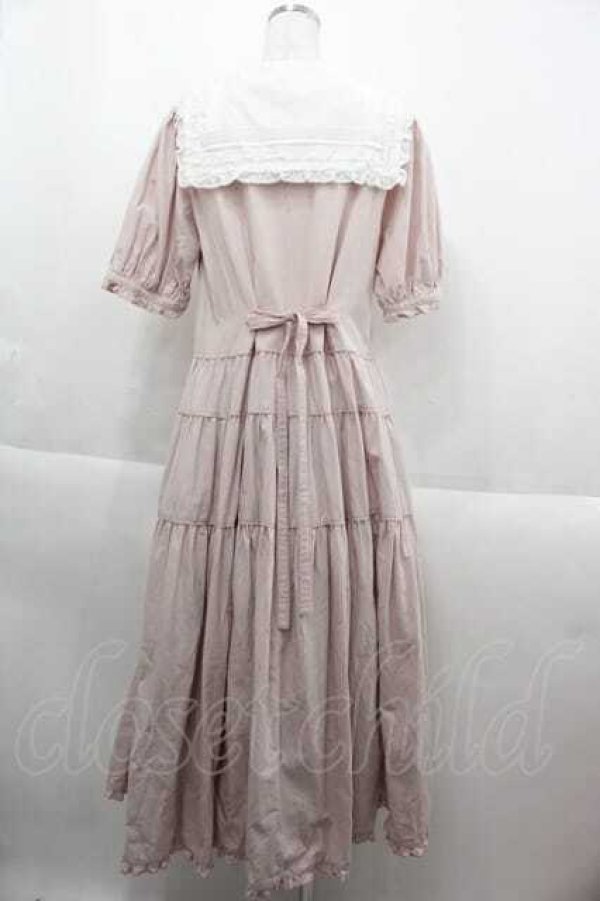 画像2: PINK HOUSE / セーラーカラーダンガリーワンピース  ピンク I-25-09-13-092-LO-OP-HD-ZI (2)