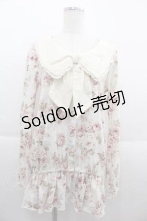 画像: 【SALE】LIZ LISA / リボン襟ローズフラワートップス  白Ｘピンク I-25-09-13-011-LO-TO-HD-ZT198