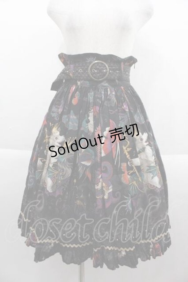 画像1: ALICE and the PIRATES / Poseidon Chris柄スカート  黒 I-25-09-13-098-PA-SK-HD-ZI (1)