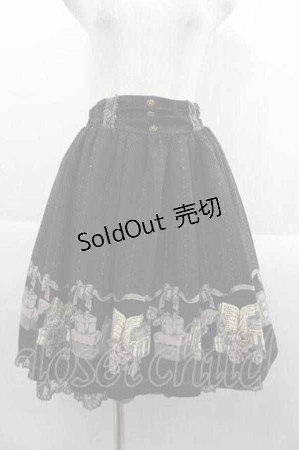 画像1: axes femme / プレゼントBOX柄ミドルスカート M ブラック I-25-09-13-101-AX-SK-HD-ZI (1)