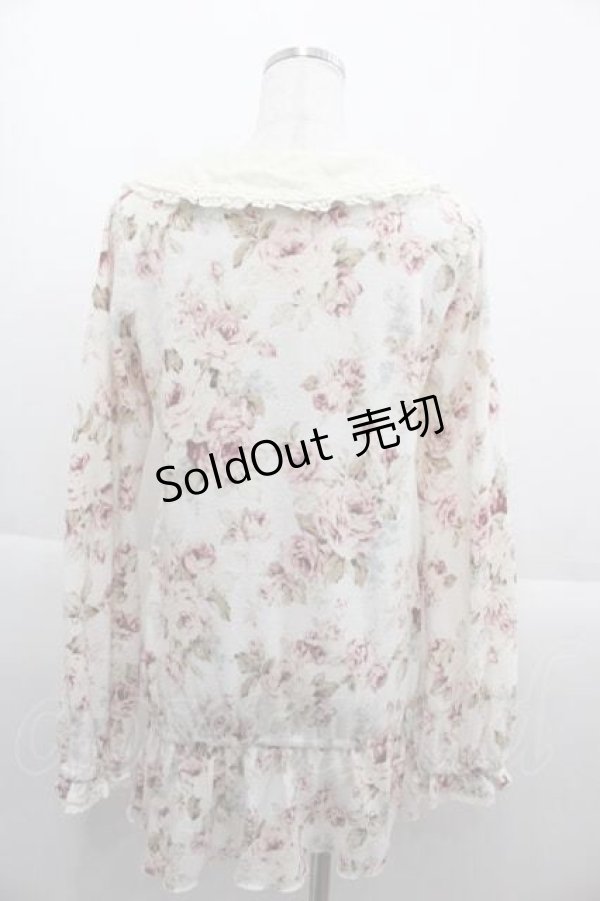 画像2: 【SALE】LIZ LISA / リボン襟ローズフラワートップス  白Ｘピンク I-25-09-13-011-LO-TO-HD-ZT198 (2)