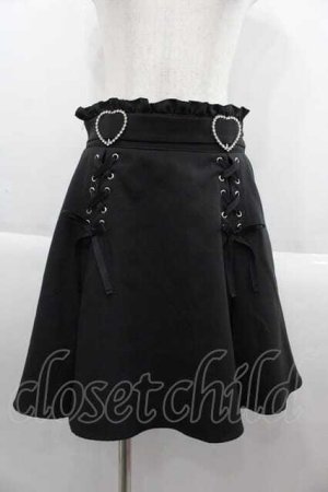 画像: DearMyLove / ハートバックルレースアップスカート L 黒 I-25-09-13-102-EL-SK-HD-ZI