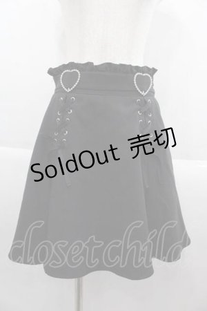 画像: DearMyLove / ハートバックルレースアップスカート L 黒 I-25-09-13-102-EL-SK-HD-ZI