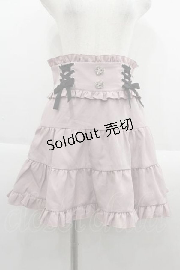 画像1: DearMyLove / レースアップリボンパールティアードスカート L ピンクＸ黒 I-25-09-13-103-EL-SK-HD-ZI (1)