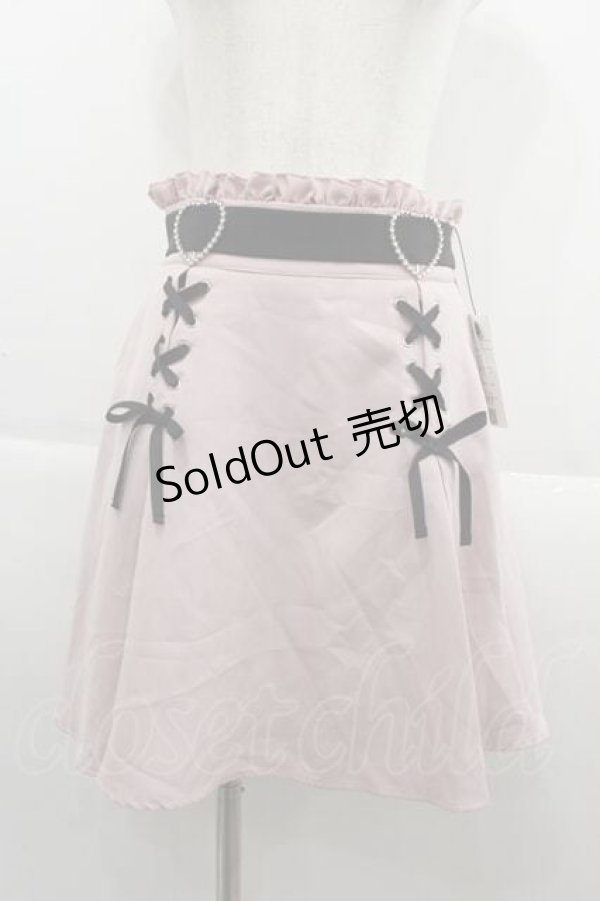 画像1: DearMyLove / ハートバックルレースアップスカート L ピンクＸ黒 I-25-09-13-104-EL-SK-HD-ZI (1)