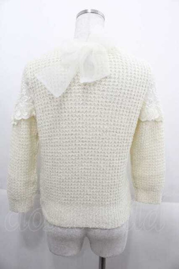 画像2: LIZ LISA / 後ろリボンニットトップス  アイボリーＸ白 I-25-09-13-018-LO-TO-HD-ZI (2)