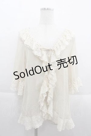 画像: 【SALE】LIZ LISA / チュール半袖カーディガン  ベージュＸ白 I-25-09-13-021-LO-TO-HD-ZT197