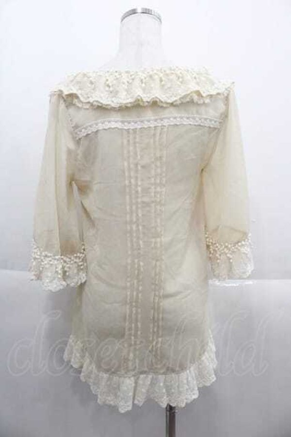 画像2: LIZ LISA / チュール半袖カーディガン  ベージュＸ白 I-25-09-13-021-LO-TO-HD-ZT197 (2)