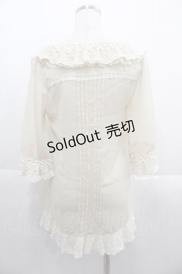 画像2: 【SALE】LIZ LISA / チュール半袖カーディガン  ベージュＸ白 I-25-09-13-021-LO-TO-HD-ZT197 (2)