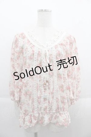 画像: LIZ LISA / フラワーレース半袖ブラウス  ピンク I-25-09-13-022-LO-BL-HD-ZT205