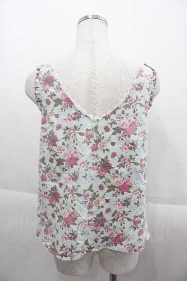 画像2: LIZ LISA / ローズフラワープリントノースリーブトップス  サックス　 I-25-09-13-023-LO-TO-HD-ZT205 (2)