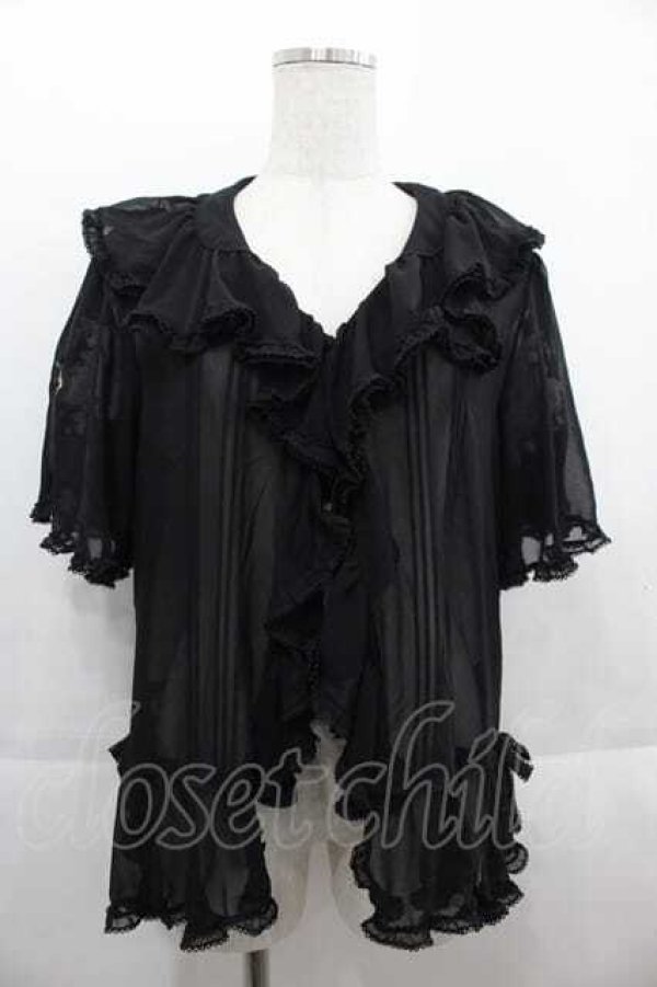 画像1: PINK HOUSE / すずらん刺繍シフォンジョーゼットブラウス  ブラック I-25-09-13-038-LO-TO-HD-ZT193 (1)