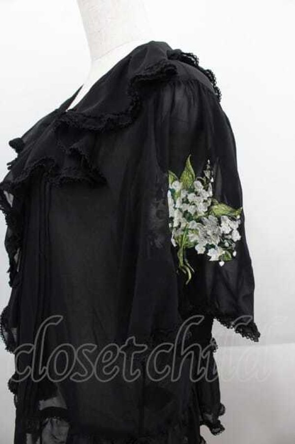 画像3: PINK HOUSE / すずらん刺繍シフォンジョーゼットブラウス  ブラック I-25-09-13-038-LO-TO-HD-ZT193 (3)