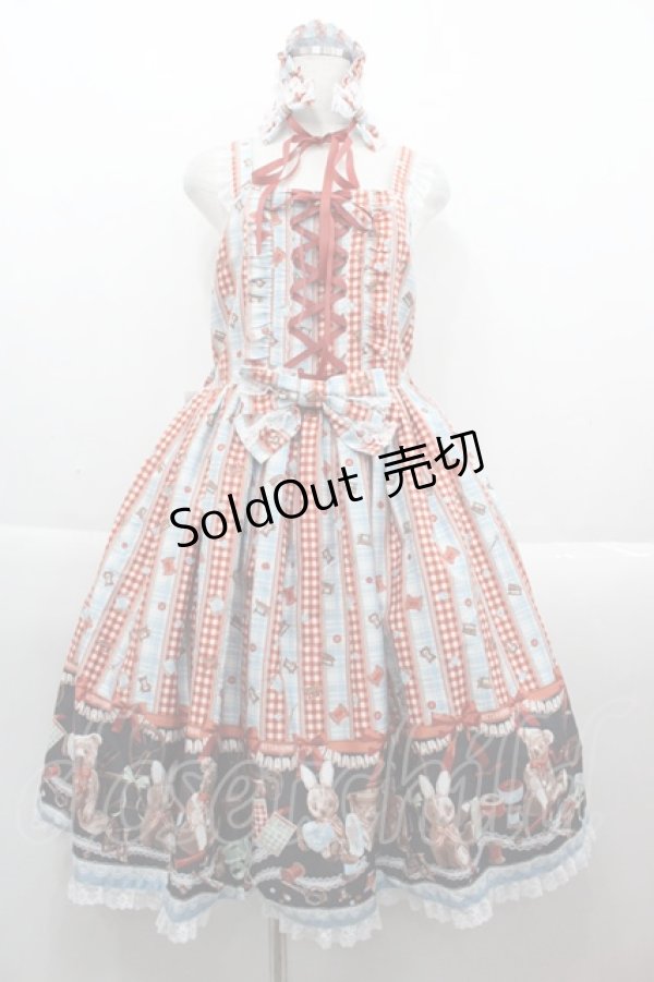 画像1: metamorphose / 【プラスサイズ】Happy Seving Time ジャンパースカート＋ヘッドドレスセット プラスサイズ サックスアカ I-25-09-15-047-ME-OP-HD-ZI (1)