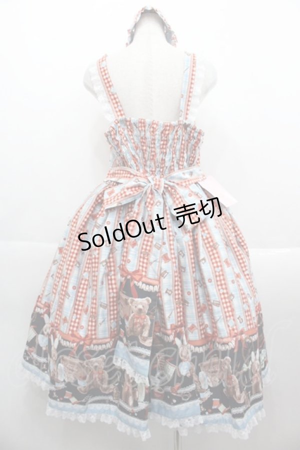 画像2: metamorphose / 【プラスサイズ】Happy Seving Time ジャンパースカート＋ヘッドドレスセット プラスサイズ サックスアカ I-25-09-15-047-ME-OP-HD-ZI (2)