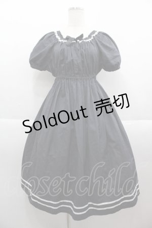 画像: Physical Drop / リボン半袖ワンピース  黒Ｘ白 I-25-09-15-052-LO-OP-HD-ZI