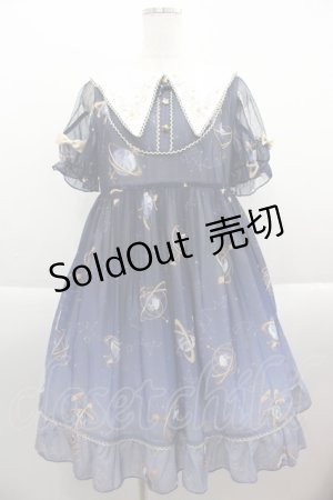 画像: To Alice / プラネタリウム刺繍入り半袖ワンピース M ネイビー I-25-09-15-056-LO-OP-HD-ZI