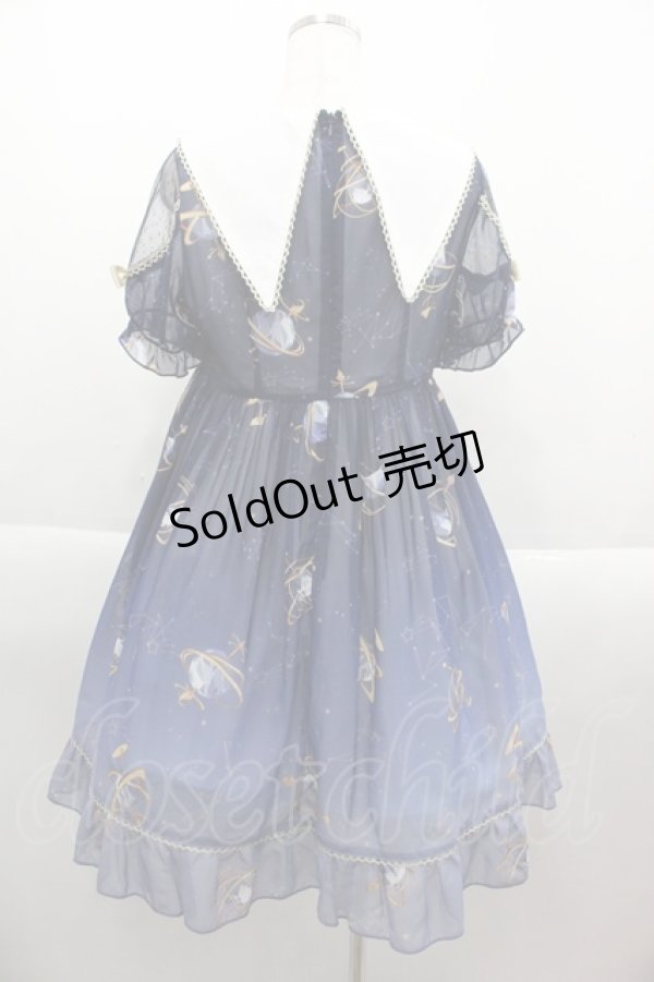 画像2: To Alice / プラネタリウム刺繍入り半袖ワンピース M ネイビー I-25-09-15-056-LO-OP-HD-ZI (2)