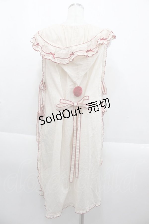 画像2: PINK HOUSE / ウィンターフォレストトリート刺繍タブリエ  赤Ｘアイボリー I-25-09-15-062-LO-OP-HD-ZI (2)