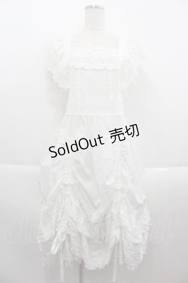 画像1: PINK HOUSE / ローズレース使いローンエプロンドレス  白 I-25-09-15-063-LO-OP-HD-ZI (1)