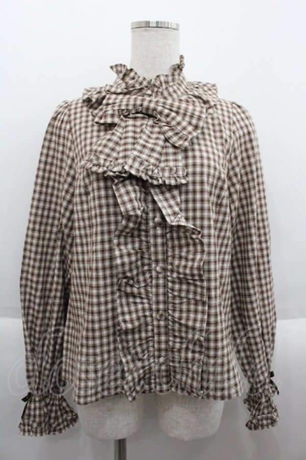 画像1: axes femme kawaii / チェック柄ブラウス M 茶 I-25-09-15-008-AX-BL-HD-ZI (1)