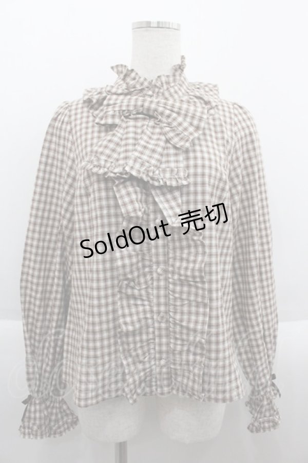 画像1: axes femme Kawaii / チェック柄ブラウス M 茶 I-25-09-15-008-AX-BL-HD-ZI (1)