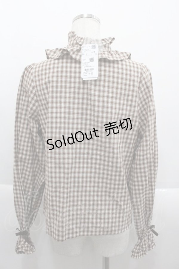 画像2: axes femme Kawaii / チェック柄ブラウス M 茶 I-25-09-15-008-AX-BL-HD-ZI (2)