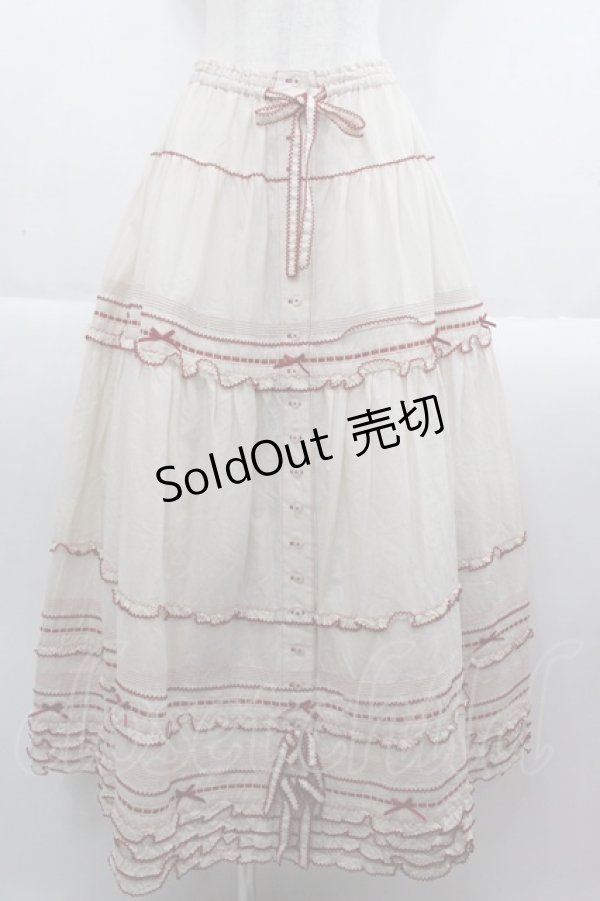 画像1: PINK HOUSE / ローンティアードスカート  アイボリーＸ赤 I-25-09-15-073-LO-SK-HD-ZI (1)