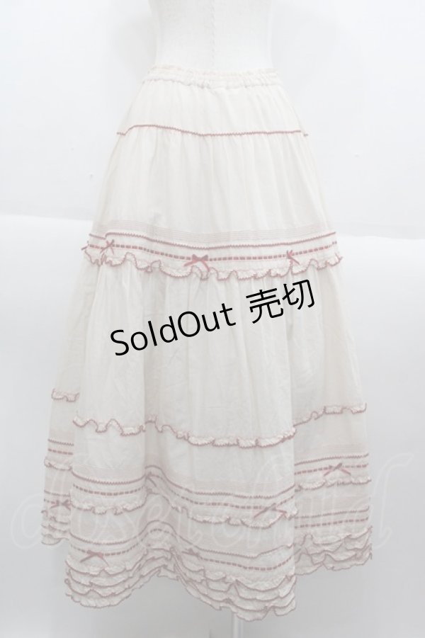 画像2: PINK HOUSE / ローンティアードスカート  アイボリーＸ赤 I-25-09-15-073-LO-SK-HD-ZI (2)