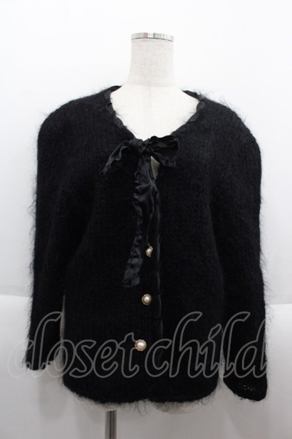 画像1: INGEBORG / パールボタンニットカーディガン  黒Ｘ白Ｘゴールド I-25-09-15-009-LO-TO-HD-ZI (1)