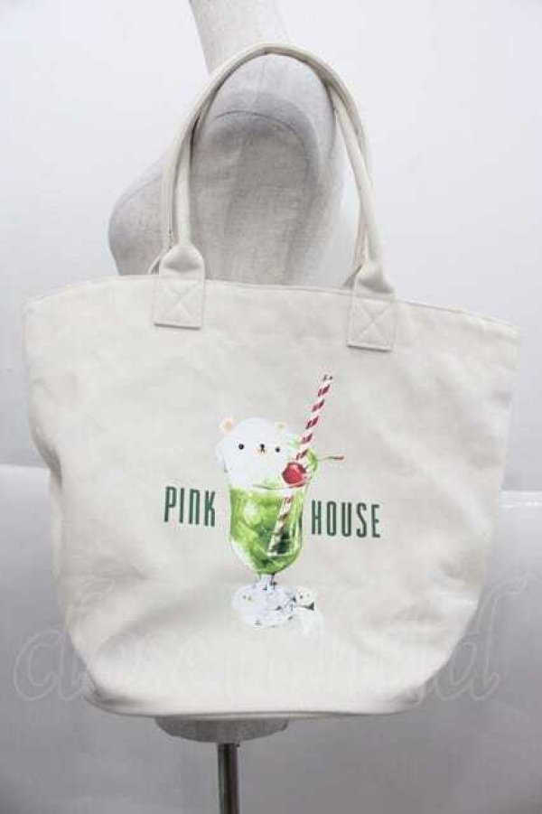 画像1: PINK HOUSE / クリームソーダプリントバッグ  アイボリー I-25-09-15-090-LO-BG-HD-ZI (1)