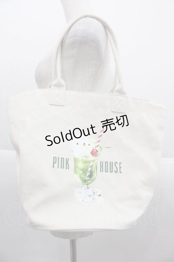 画像1: PINK HOUSE / クリームソーダプリントバッグ  アイボリー I-25-09-15-090-LO-BG-HD-ZI (1)