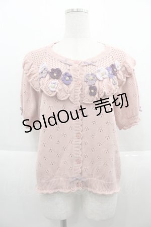 画像: PINK HOUSE / ヴァイオレットモチーフニットカーディガン  ピンク I-25-09-15-011-LO-TO-HD-ZI