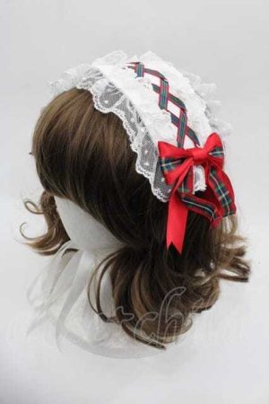 画像: Angelic Pretty / タータンチェックリボンヘッドドレス  白 I-25-09-15-096-AP-AC-HD-ZI