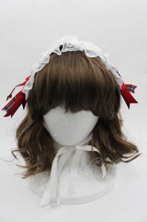 画像2: Angelic Pretty / タータンチェックリボンヘッドドレス  白 I-25-09-15-096-AP-AC-HD-ZI (2)
