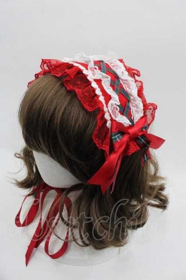 画像1: Angelic Pretty / タータンチェックリボンヘッドドレス  赤 I-25-09-15-097-AP-AC-HD-ZI (1)