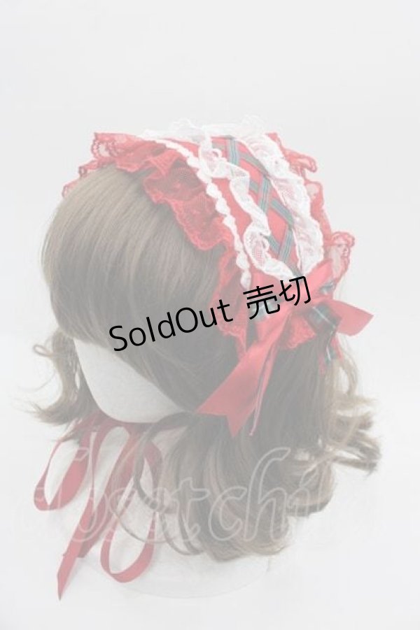 画像1: Angelic Pretty / タータンチェックリボンヘッドドレス  赤 I-25-09-15-097-AP-AC-HD-ZI (1)
