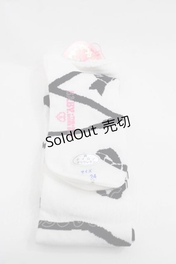 画像2: BABY,THE STARS SHINE BRIGHT / レースアップリボン柄オーバーニーソックス  白Ｘ黒 I-25-09-15-116-BA-ZA-HD-ZI (2)