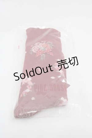 画像: PINK HOUSE / リボンブーケ柄ソックス  赤 I-25-09-15-117-LO-ZA-HD-ZI